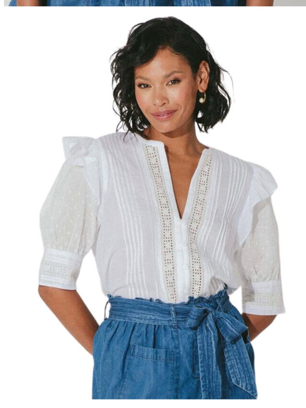 Cleobella Bianca Blouse in Ivory - Size Large - Boho Peasant Top